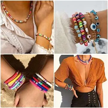Zoyomax Bracelet Beads Kit,4880 Pcs Clay Beads for Bracelet Making,6mm 20 Colors Flat Round Polymery Heishi Beads, Letter Beads and Elastic Strings for DIY Bracelets Necklace Jewelry Making
