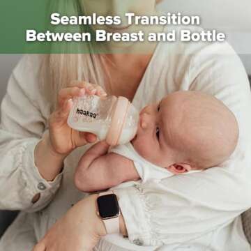 haakaa Gen.3 Natural Glass Baby Bottle 4.2oz/120ml - Wide Neck, Anti-Colic Slow Flow Nipple,Easy to ...