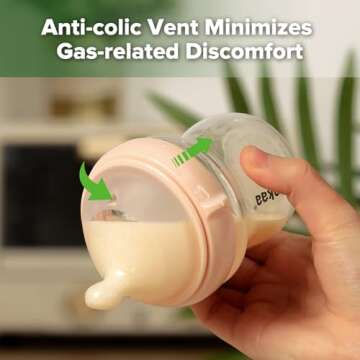 haakaa Gen.3 Natural Glass Baby Bottle 4.2oz/120ml - Wide Neck, Anti-Colic Slow Flow Nipple,Easy to Clean, 0M+ Breastfed Babies, Newborn Registry Essentials,BPA Free-Peach