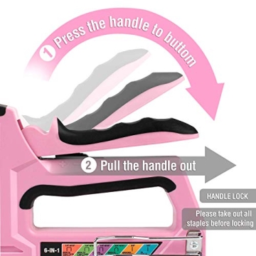 WORKPRO 6-in-1 Pink Staple Gun for DIY Projects