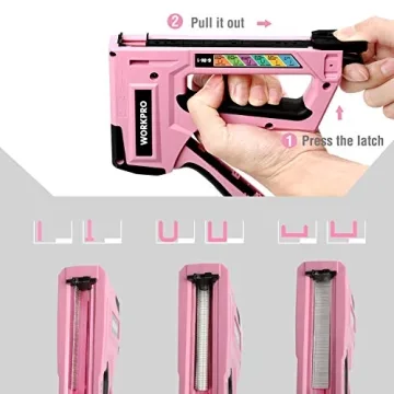 WORKPRO 6-in-1 Pink Staple Gun for DIY Projects