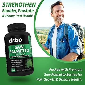 Saw Palmetto for Men Prostate Health - Hair Growth Plus Bladder Control Supplements Complex & DHT Blocker for Women & Men - Pure Saw Palmetto Hair Loss Supplement Support Extract & Urination Pills Aid
