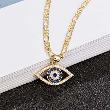 Kelistom Evil Eye Necklace | 18K Gold Plated Elegance