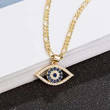 Kelistom Evil Eye Necklace | 18K Gold Plated Elegance