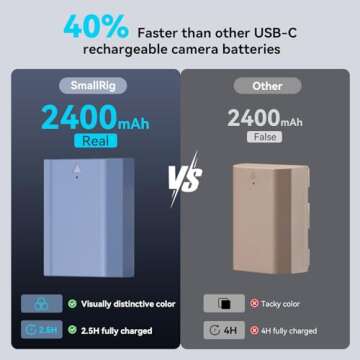 SMALLRIG NP-FZ100 Battery 2400mAh Fast Charge for Sony Cameras