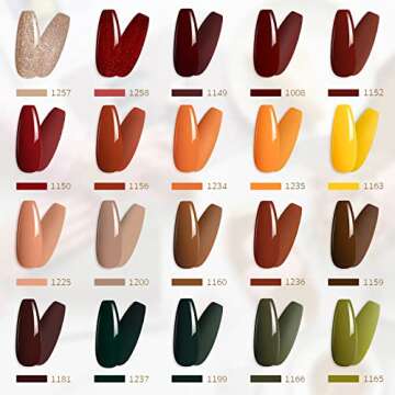 GAOY 23 Pcs Gel Nail Polish Set, Fall Brown Red Green Glitter Colors, UV Light Cure Gel Nail Kit with Glossy & Matte Top Coat and Base Coat for Salon and DIY Manicure at Home