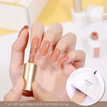 GAOY 23 Pcs Gel Nail Polish Set, Fall Brown Red Green Glitter Colors, UV Light Cure Gel Nail Kit with Glossy & Matte Top Coat and Base Coat for Salon and DIY Manicure at Home