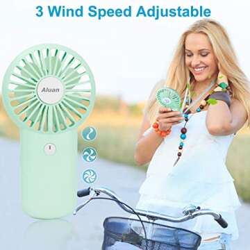 Aluan Handheld Fan Mini Portable Fan Powerful Personal Fans Speed Adjustable Battery Operated USB Re...