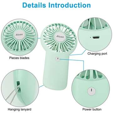 Aluan Portable Handheld Fan for All Ages and Activities