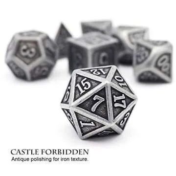 Haxtec Antique Iron Metal DND Dice Set for RPGs and Gifts