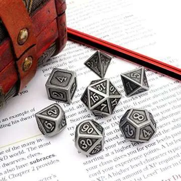 Haxtec Antique Iron Metal DND Dice Set for RPGs and Gifts