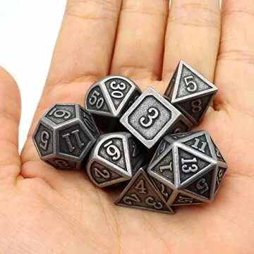 Haxtec Antique Iron Metal DND Dice Set for RPGs and Gifts