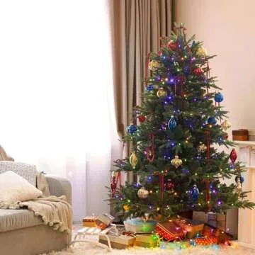 KI Store Mercury Glass Christmas Ornaments Set of 8 Champagne Gold Hanging Christmas Balls Finials for Christmas Tree Decoration Holiday Décor