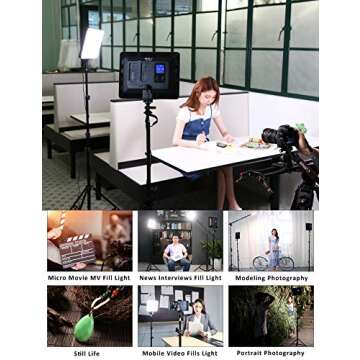 VILTROX Bi-Color LED Video Light Panel Lighting Kit Includes: 3300K-5600K CRI 95 LED Light Panel with Hot Shoe Adapter/Light Stand/Remote Controller and AC Adapter