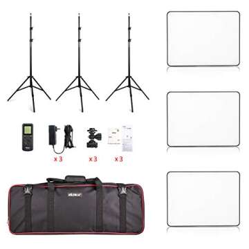 VILTROX Bi-Color LED Video Light Panel Lighting Kit Includes: 3300K-5600K CRI 95 LED Light Panel with Hot Shoe Adapter/Light Stand/Remote Controller and AC Adapter
