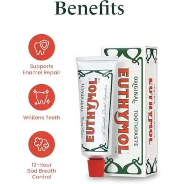 [Euthymol] Natural Flouride-Free Formula/Strong Mint Flavor for Fresh Breath, 3.7 oz | Classic Pink Toothpaste for Fresh Breath, Plaque & Tartar Remover | Travel Size Aluminum Recyclable Tube