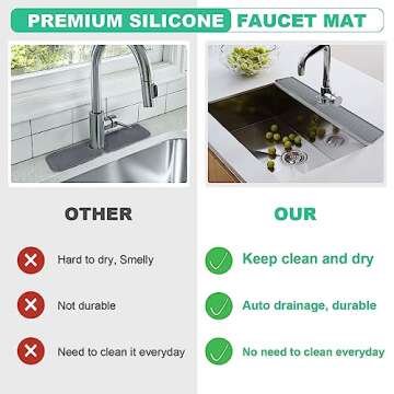 32 Inch Sink Splash Guard, Sink Faucet Drying Mat, Kitchen Faucet Splash Guard, Faucet Handle Drip C...