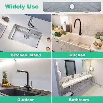 32 Inch Sink Splash Guard, Sink Faucet Drying Mat, Kitchen Faucet Splash Guard, Faucet Handle Drip Catcher Tray for Kitchen Bathroom Countertop, Faucet Mat Dish Soap Sponge Holder(Gray)