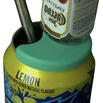 Draft Top Can Clips - Topless Can Clip for Mini-Bottles - Clip & Sip Bar Tool for Topless Cans, Mixer Tool, Barware Fits 12oz to 19 Oz Cans (Tipsy Teal)