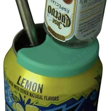 Draft Top Can Clips - Topless Can Clip for Mini-Bottles - Clip & Sip Bar Tool for Topless Cans, Mixer Tool, Barware Fits 12oz to 19 Oz Cans (Tipsy Teal)