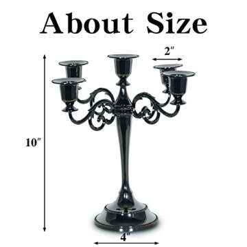 SUJUN 5-Candle Metal Candelabra Candle Holder 10.6 inch Tall Candlestick Holders for Valentine Chris...