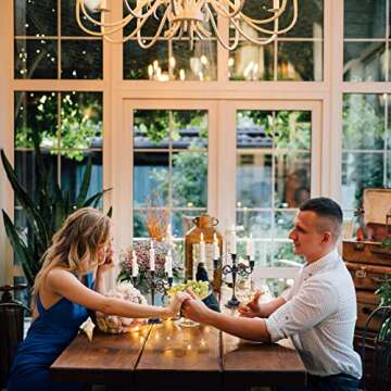 SUJUN 5-Candle Metal Candelabra Candle Holder 10.6 inch Tall Candlestick Holders for Valentine Christmas Home Party Dinning Candle Stand Black