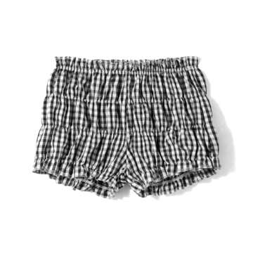 NUFIWI Women Lounge Shorts Gingham Plaid Print Y2k Low Rise Sexy Micro Shorts Pajama Bottoms Cute Sleep Shorts(C Plaid Black 7,S)
