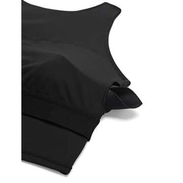 CRZ YOGA Women's High Neck Longline Sports Bra - Padded Racerback Yoga Bra Crop Tank Top with Built in Shelf Bra Black X-Large