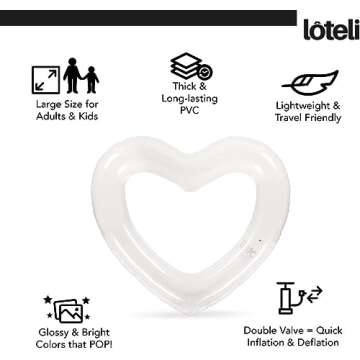 The Original Heart Pool Floats for Adults by LOTELI – Thicker & Stronger – Large Inflatable Pool Floats for Parties Bachelorette Wedding Float – River Lake Beach Raft - Durable & Easy to Inflate