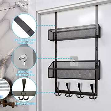 Space-Saving Kaiferty Over The Door Organizer Hooks