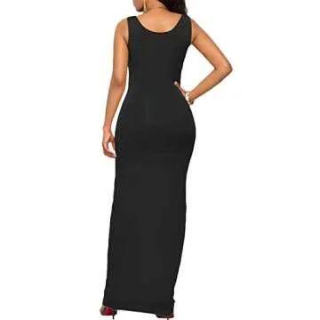 xxxiticat Women's Casual Solid Color Sleeveless Bodycon Dresses Plus Size Fitted Maxi Sundress Vest ...