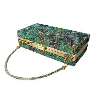 pearl&she Diamond Women Evening Handbags Purse Minaudiere Clutch Bag,Stack of Cash Dollars Crystal Clutch Purses (Butterfly)