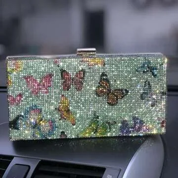 pearl&she Diamond Women Evening Handbags Purse Minaudiere Clutch Bag,Stack of Cash Dollars Crystal Clutch Purses (Butterfly)