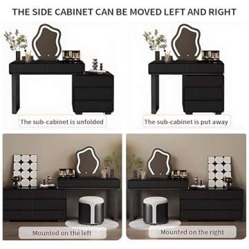 ZGNBSD Makeup Vanity Desk with LED Mirror & Elegant Design