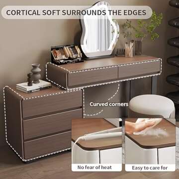 ZGNBSD Makeup Vanity Desk with LED Mirror & Elegant Design