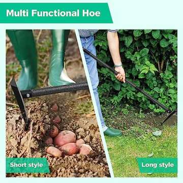 Triangle Hoe with Long Handle- 15 to 72 Inch Adjustable, Heavy Duty Metal Garden Hoe for Gardening Weeding Digging Loosening Soil Edging Cultivating, Handheld Triangular Garden Hoe