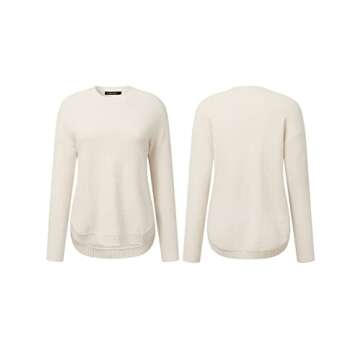MEROKEETY Women's 2024 Fall Long Sleeve Oversized Crew Neck Solid Color Knit Pullover Sweater Tops, Beige M