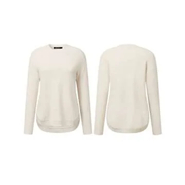 MEROKEETY Women's 2024 Fall Long Sleeve Oversized Crew Neck Solid Color Knit Pullover Sweater Tops, Beige M