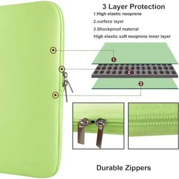 Laptop Case 15.6 Inch, Resistant Neoprene Notebook Computer Pocket Case/Tablet Briefcase Carrying Bag Compatible for Asus Fujitsu HP Sony - (LightGreen)