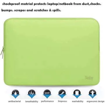 Laptop Case 15.6 Inch, Resistant Neoprene Notebook Computer Pocket Case/Tablet Briefcase Carrying Bag Compatible for Asus Fujitsu HP Sony - (LightGreen)