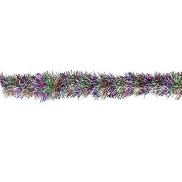 Festive Rainbow Tinsel Garland 50 ft - Fire Retardant
