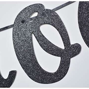 Born to Rock Glitter Banner for Rock Birthday Party Decorations (Black)