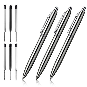 ChaoQ 3 Pcs Retractable Metal Ballpoint Pens