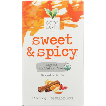Good Earth Teas Organic Sweet and Spicy Caffeine Free Herbal ,18 Count (Pack of 4)