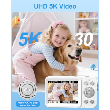 Hoorola Digital Camera - 5K Vlogging & Photography, 80MP, Dual Screen