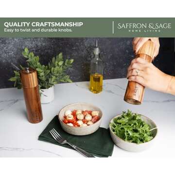 Saffron & Sage Acacia Wood Salt and Pepper Grinder Set
