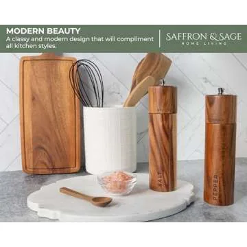 Saffron & Sage Acacia Wood Salt and Pepper Grinder Set