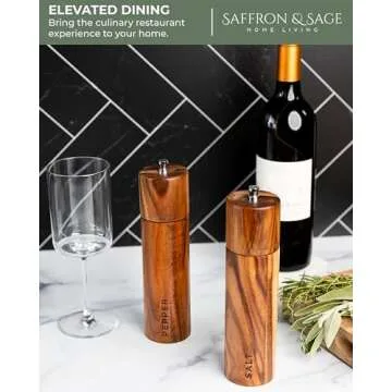 Saffron & Sage Acacia Wood Salt and Pepper Grinder Set