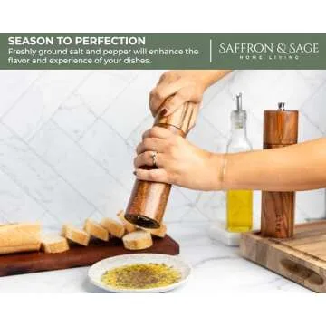 Saffron & Sage Acacia Wood Salt and Pepper Grinder Set