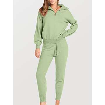 ANRABESS Women's Two Piece Outfits Sweater Sets Long Sleeve Zip Up Knit Pullover Jogger Pants Tracks...